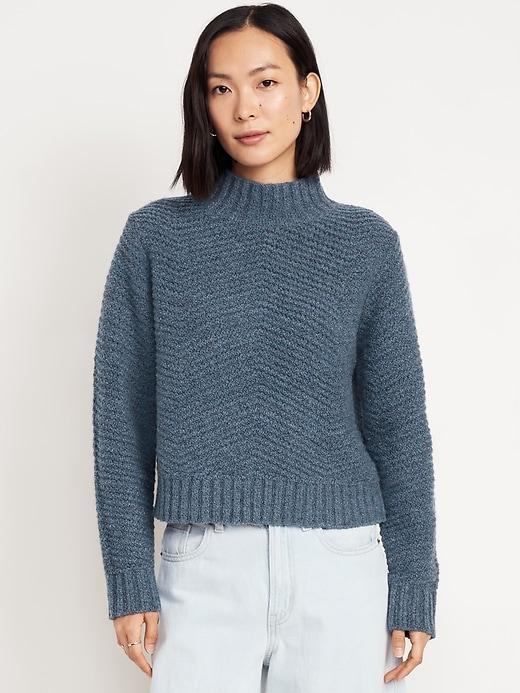 Mock-Neck Crop Sweater Product Image