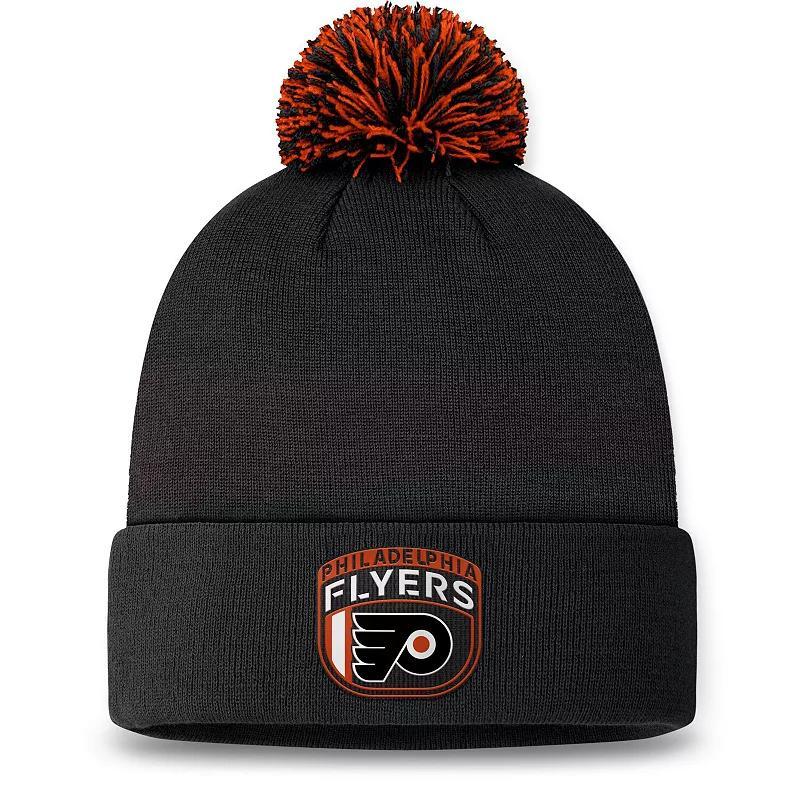 Mens Fanatics Black Philadelphia Flyers 2024 NHL Draft Cuffed Knit Hat with Pom Product Image