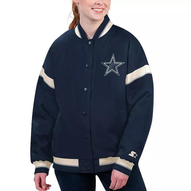 Womens Starter Dallas Cowboys Tournament Full-Snap Varsity Jacket Blue Product Image