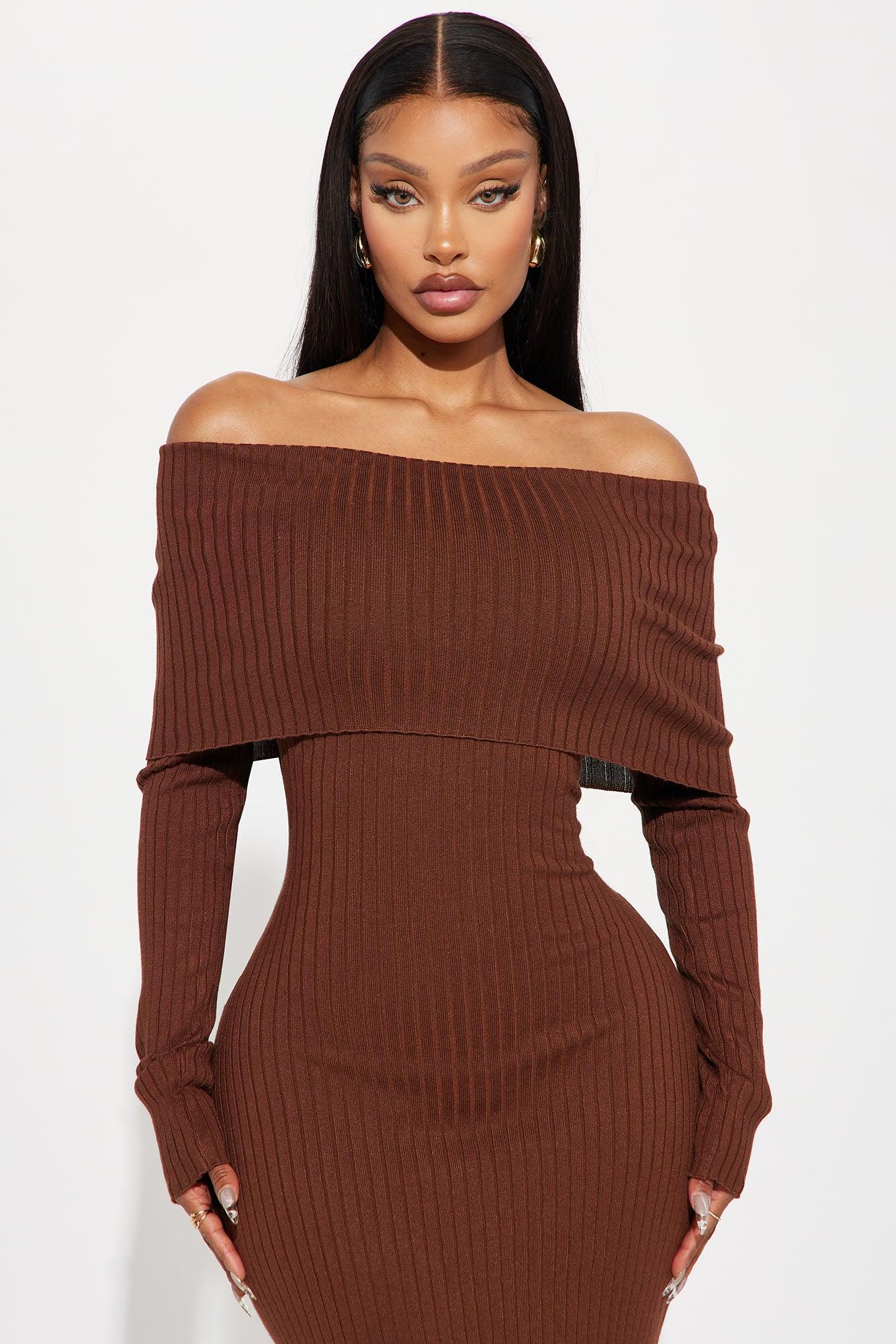 Marina Sweater Maxi Dress - Brown Product Image