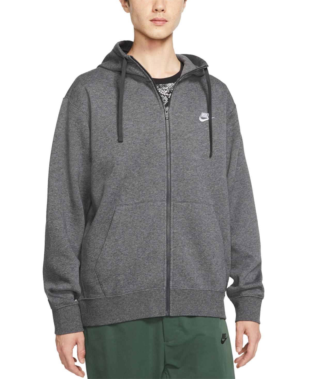 Nike Mens Nike Club Full-Zip Hoodie - Mens White/Midnight Navy Product Image