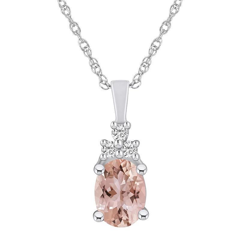 Alyson Layne 14k White Gold Oval Morganite & 1/10 Carat T.W. Diamond Pendant Necklace, Womens Product Image