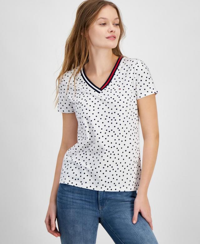 Women's Dot-Print Signature V-Neck Top Product Image