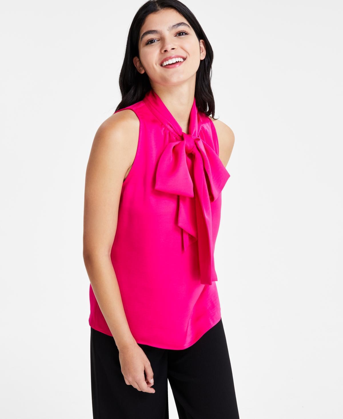 Bar Iii Womens Sleeveless Tie-Neck Blouse, Created for Macys Product Image