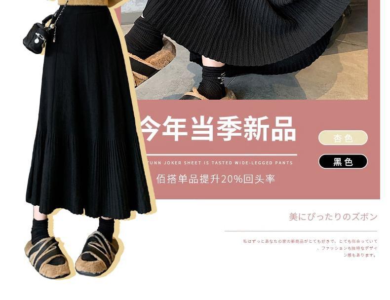 High Rise Plain Maxi A-Line Pleated Skirt Product Image