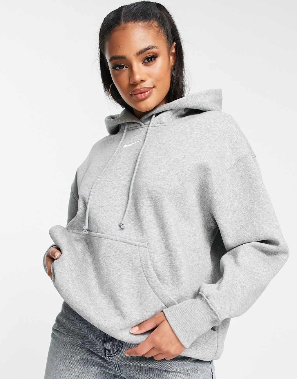 Nike Collection Fleece oversized hoodie in gray Product Image