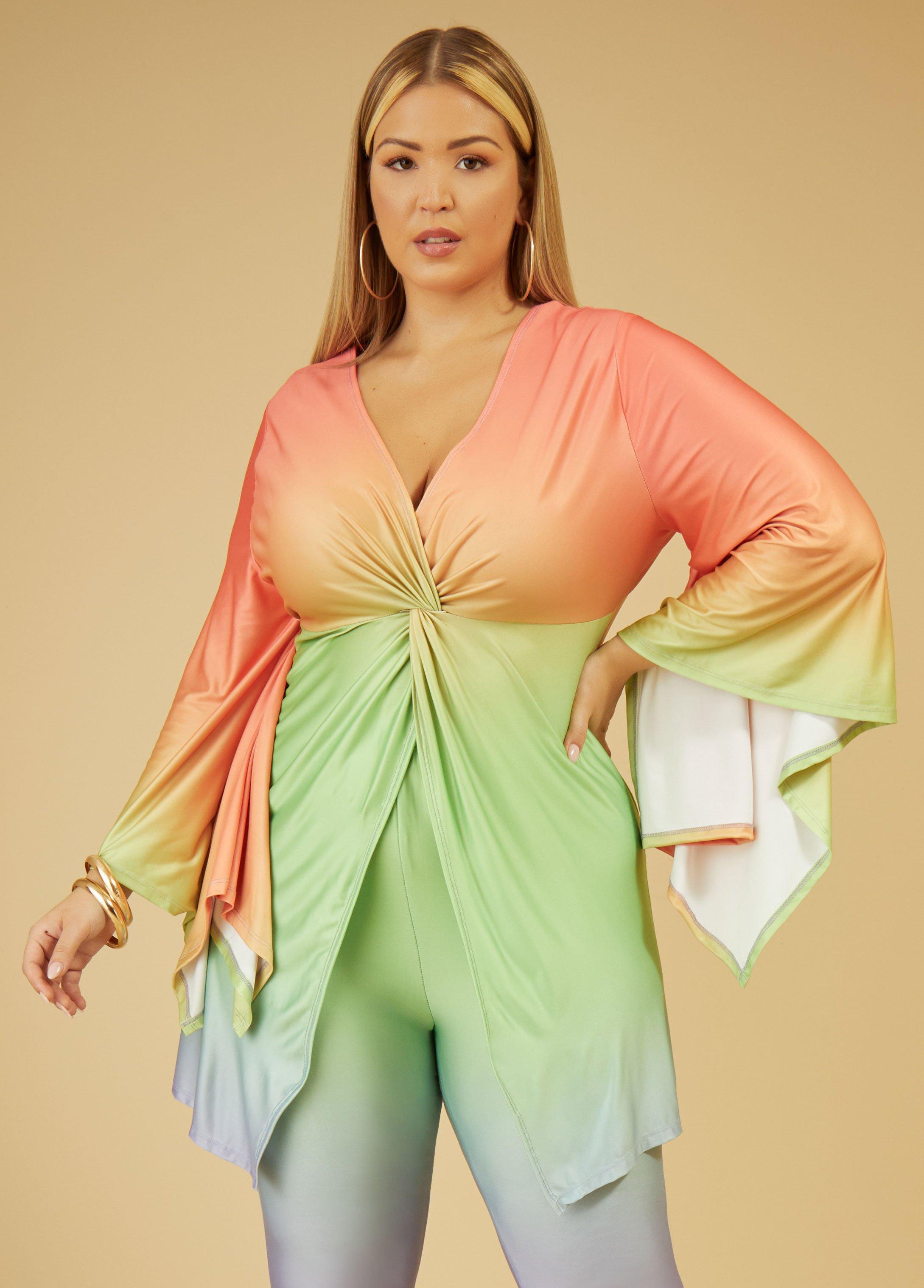 Plus Size Ombre Knotted Top Ashley Stewart Product Image