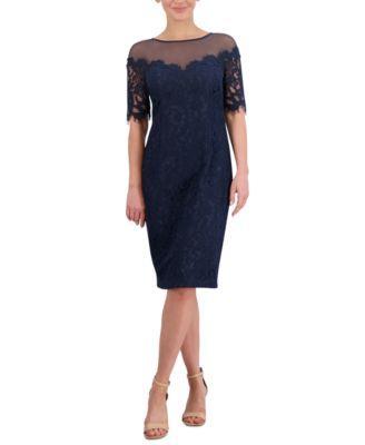 Petite Illusion Lace Sheath Dress Product Image