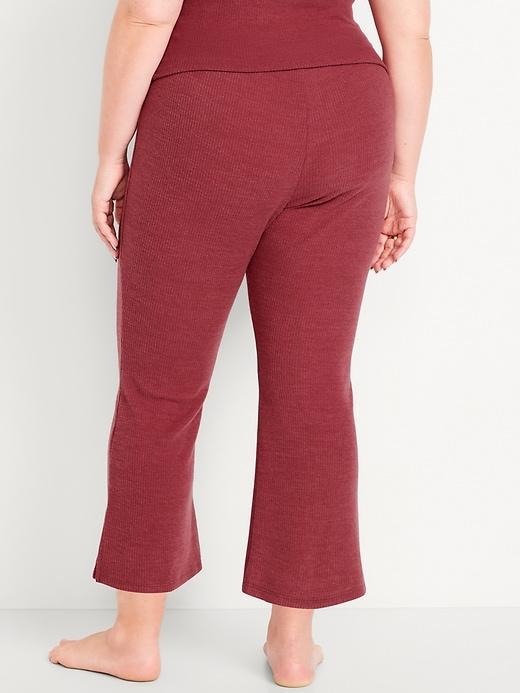 High-Waisted Ribbed Crop Flare Lounge Pants Product Image