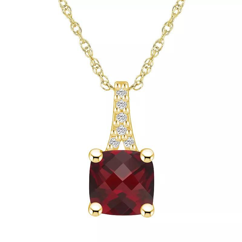 Alyson Layne 10k Gold Cushion Gemstone Diamond Accent Pendant Necklace, Womens Red Product Image