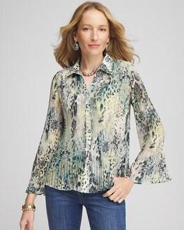 Animal Print Pleated Blouse Product Image