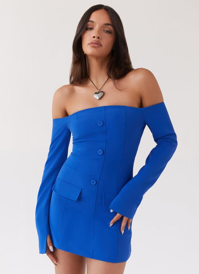 Dominique Blazer Mini Dress - Cobalt Product Image