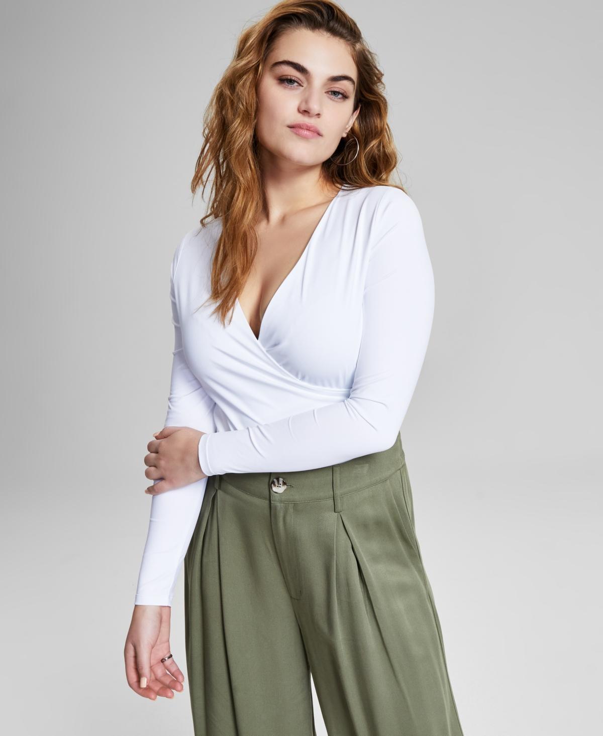 And Now This Womens Surplice Double-Layered Long-Sleeve Bodysuit, Created for Macys Product Image