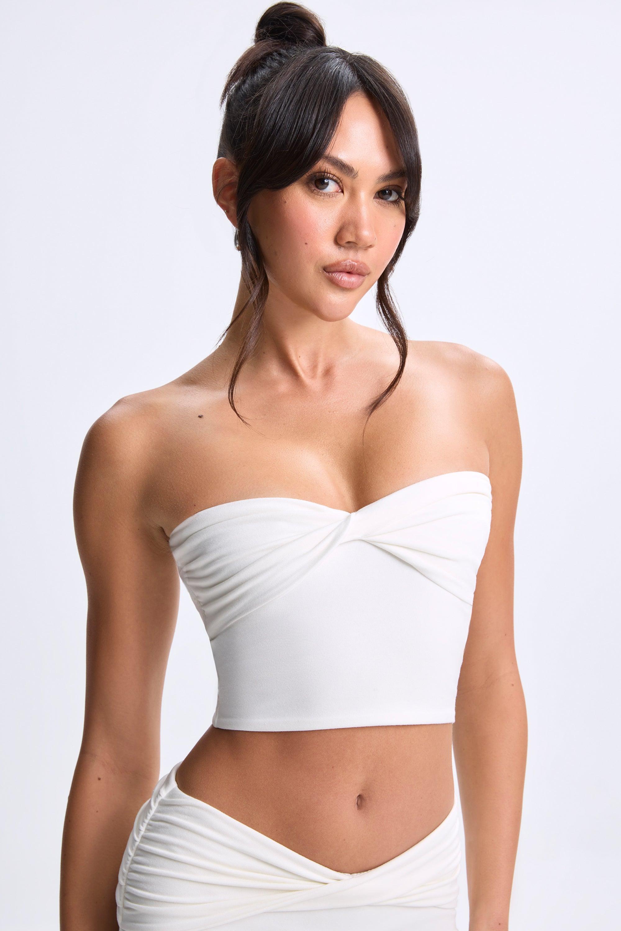 Twist-Front Bandeau Top in White Product Image