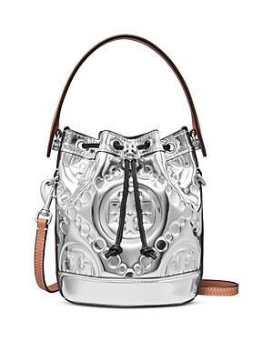 Tory Burch T Monogram Mini Debossed Patent Leather Bucket Bag Product Image