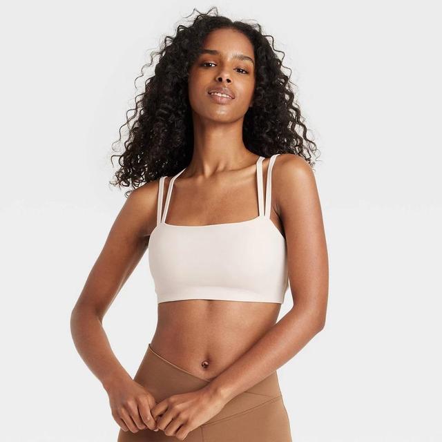 Womens Square Neck Strappy Sports Bra - JoyLab Cream XXL Product Image