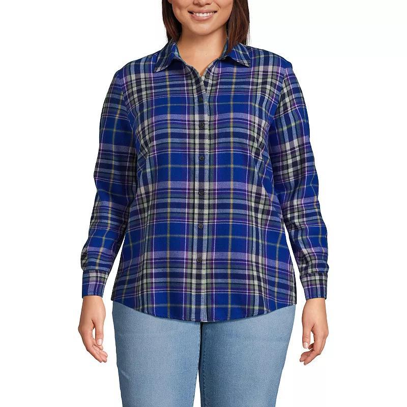 Plus Size Lands End Plaid Boyfriend Flannel Shirt, Womens Product Image