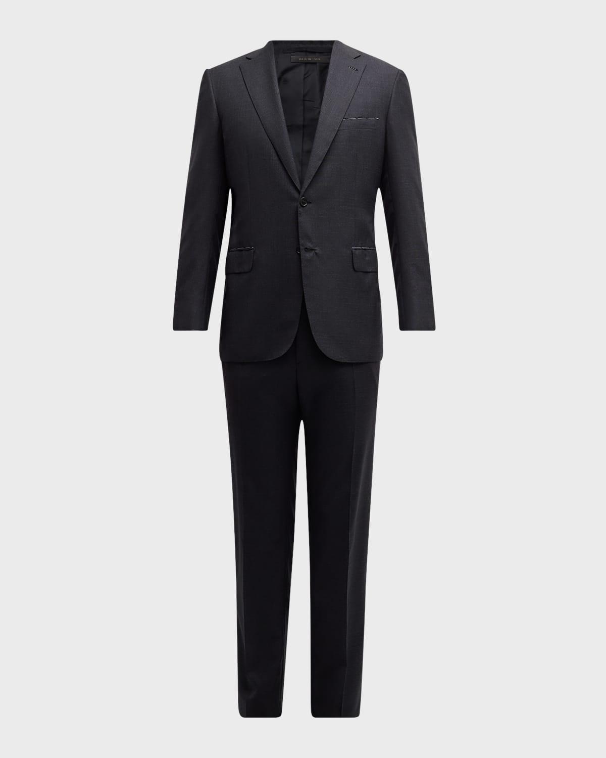 Mens Tonal Check Wool Suit Product Image