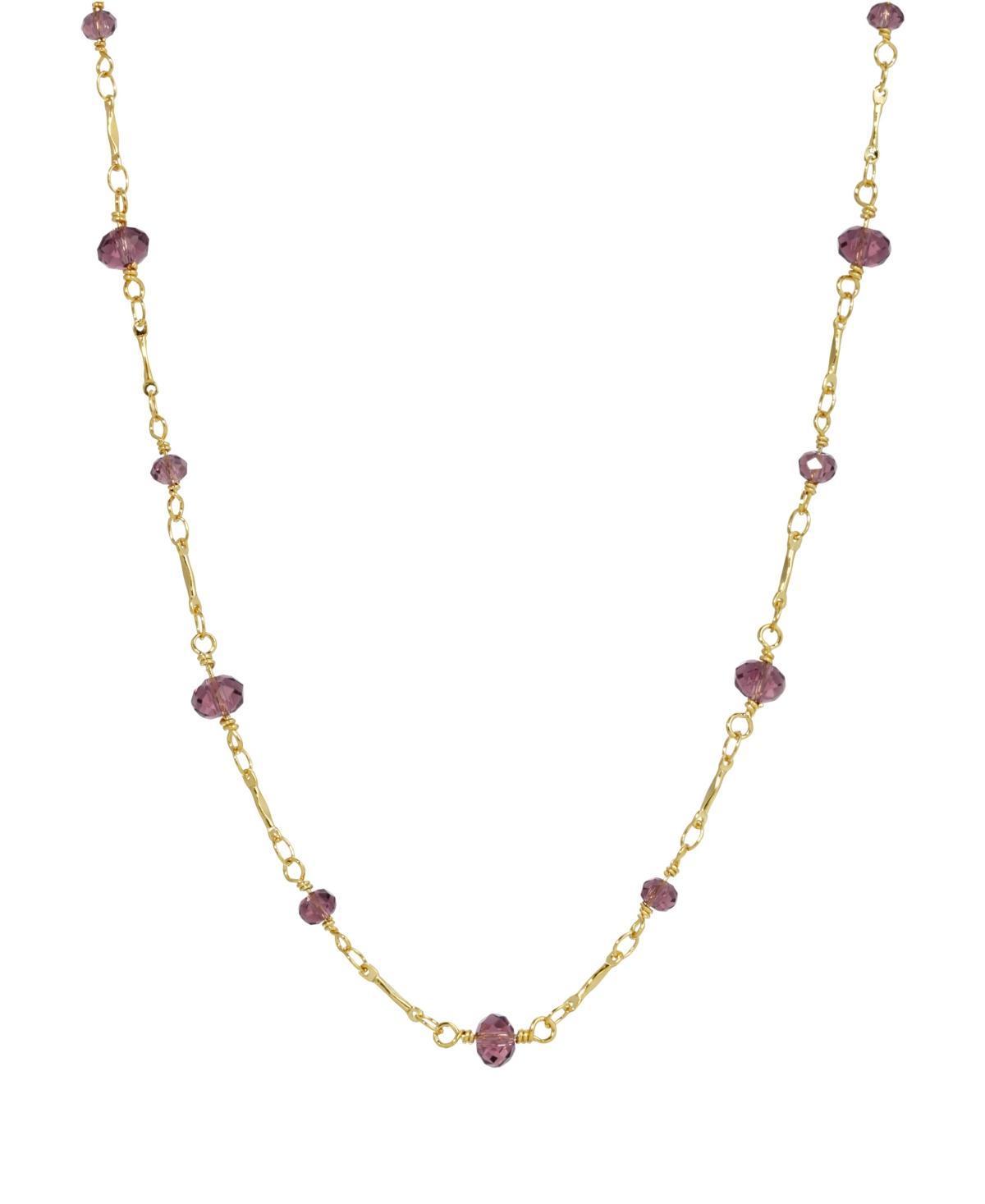 1928 Purple Beaded Chain Station Necklace, Womens, Gold Tone Product Image