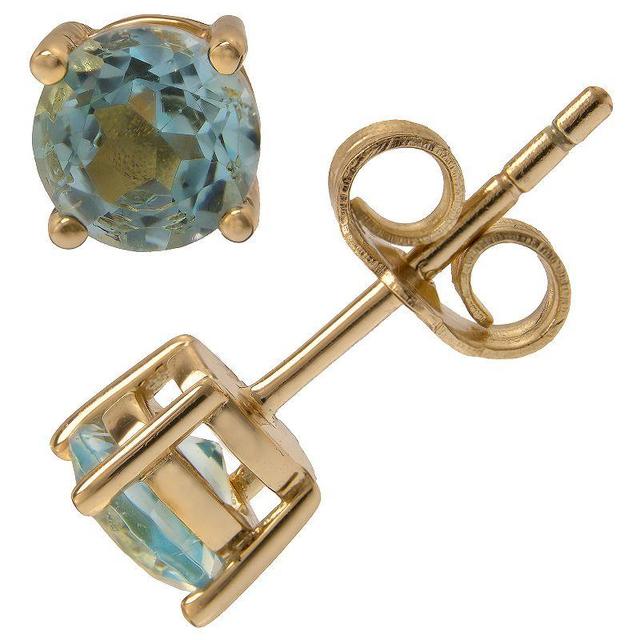 Gemistry 14k Gold Blue Topaz Stud Earrings, Womens Product Image