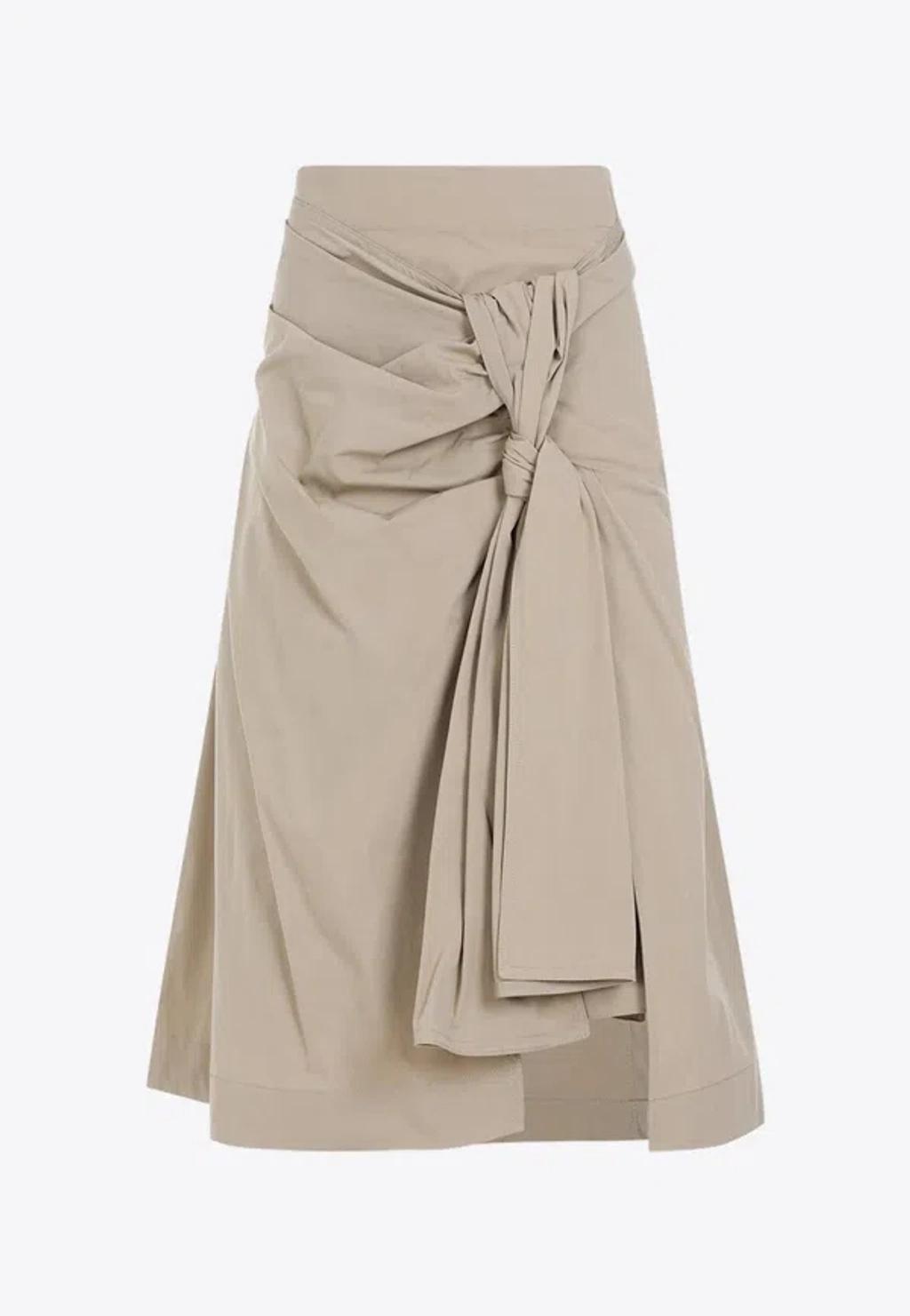 A-line Knot Midi Skirt In Neutrals Product Image