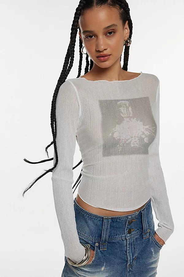 Photoreal Sheer Boatneck Long Sleeve T-Shirt Womens at Urban Outfitters Product Image