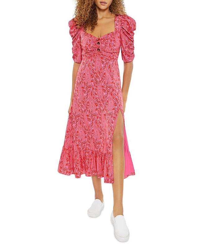 Womens Riana Floral Puff-Sleeve Midi-Dress Product Image