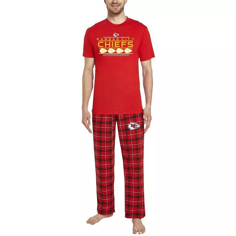 Mens Concepts Sport /Black Kansas City Chiefs ArcticT-Shirt & Flannel Pants Sleep Set Product Image