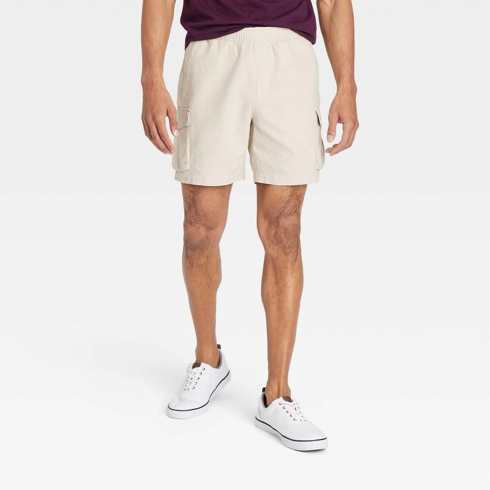 Mens 7 Everyday Relaxed Fit Cargo Shorts - Goodfellow & Co Cream XL Product Image