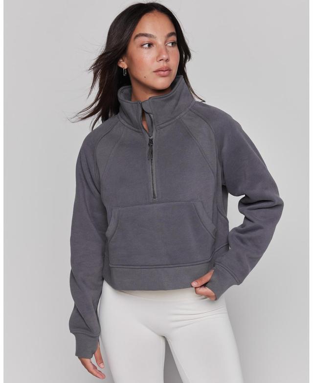 Effortless Fleece Crop Half Zip Pullover For Women Product Image