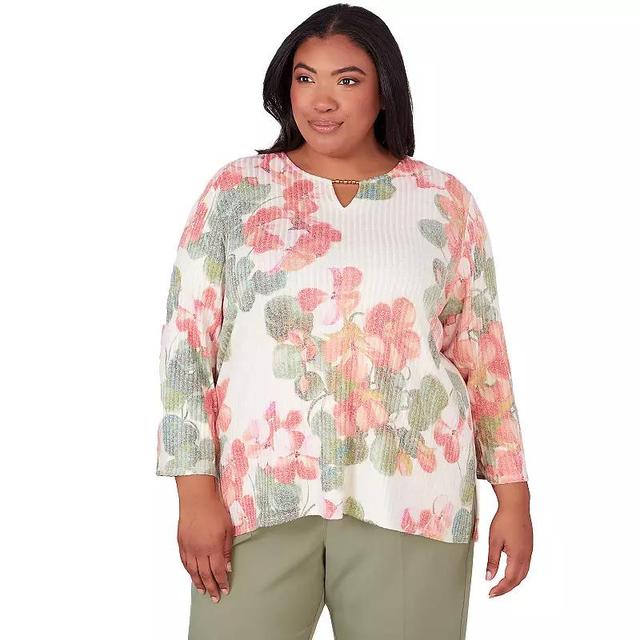 Plus Size Alfred Dunner Floral Textured Top, Womens Product Image