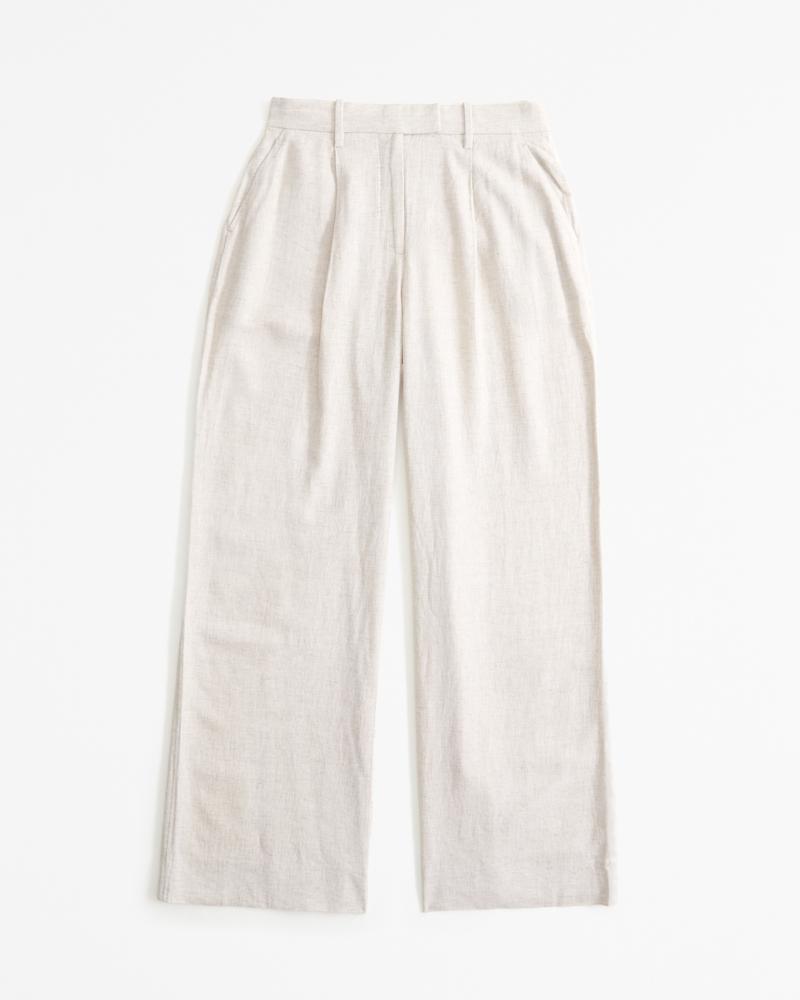 Curve Love A&F Harper Tailored Linen-Blend Pant Product Image