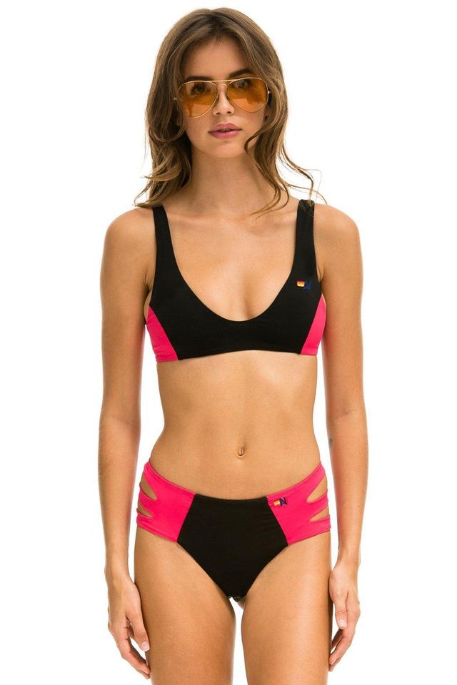 COLOR BLOCK BRALETTE BIKINI TOP - BLACK // RED Female Product Image