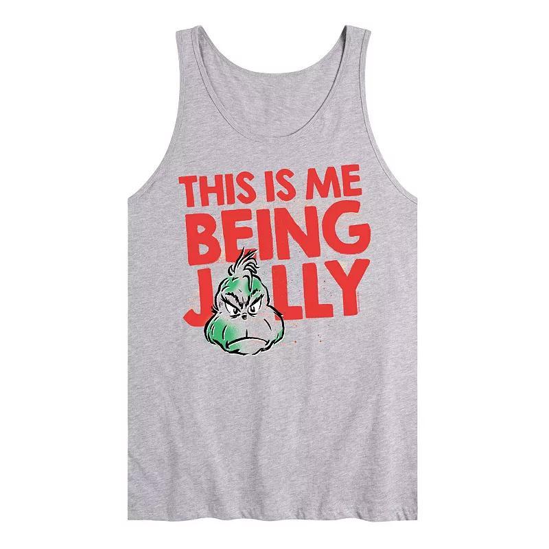 Mens Dr. Seuss The Grinch This Is Me Being Jolly Graphic Tank Top Grey Gray Product Image