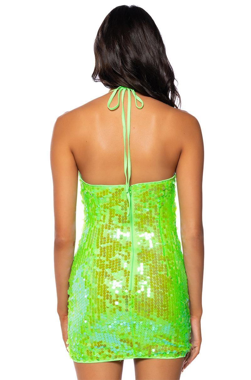 CAIPIRINHA SEQUIN HALTER MINI DRESS Product Image