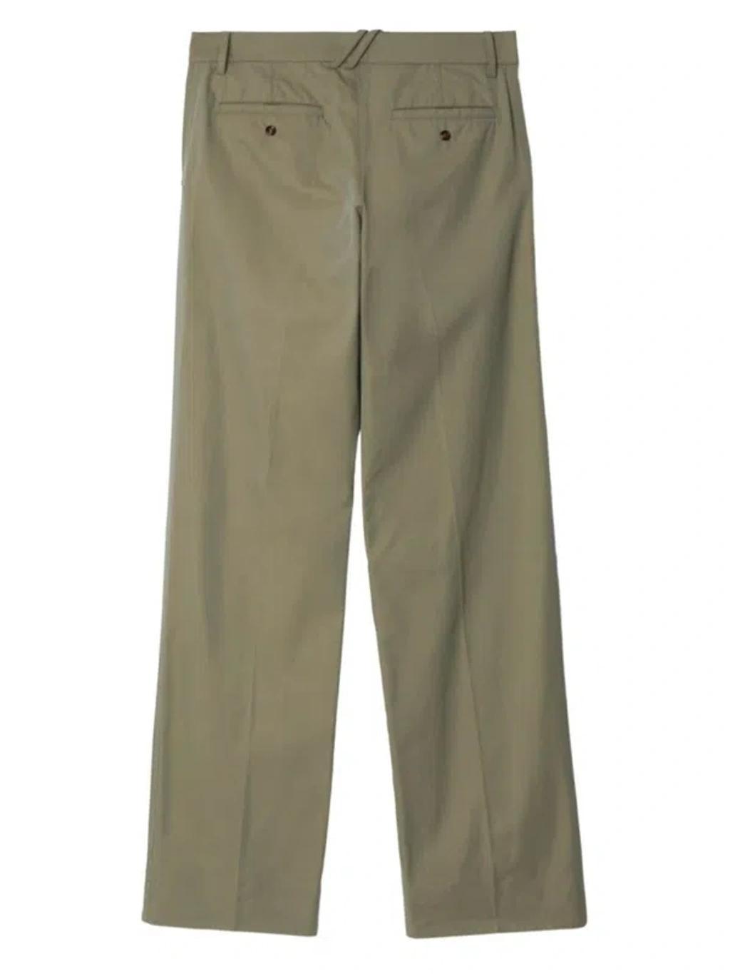 Straight-leg Cotton Trousers In Olive Product Image