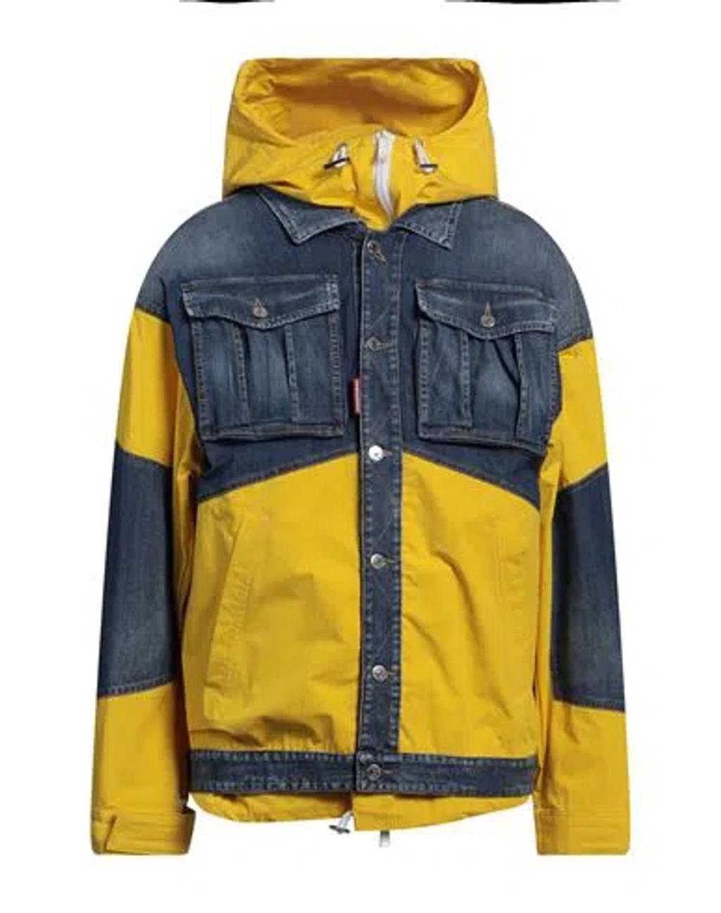 DSQUARED2 Man Jacket Yellow Size 38 Cotton, Elastane Product Image