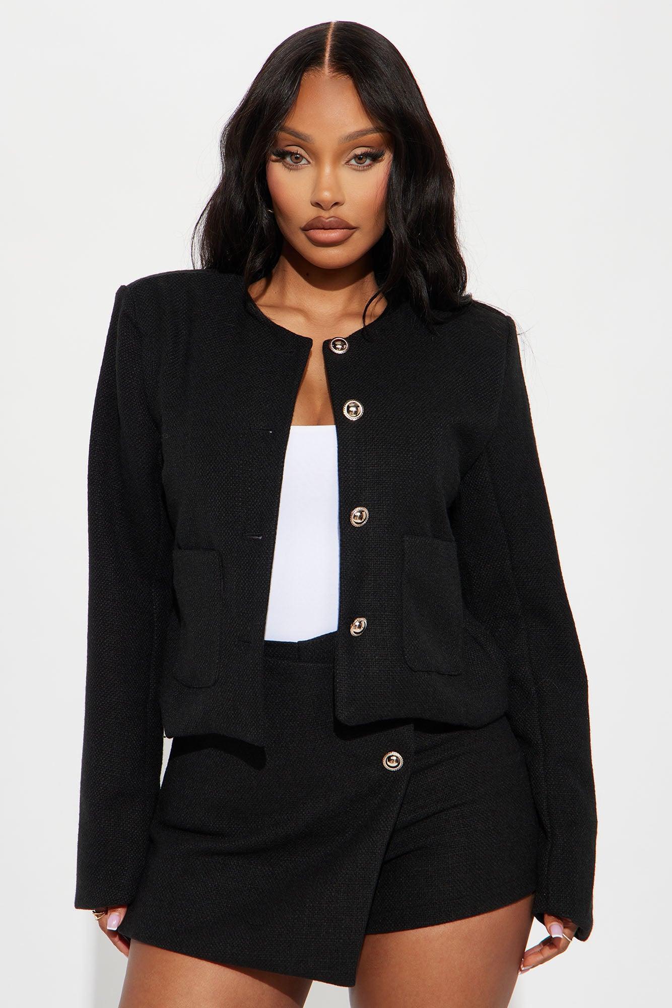 So Demure Tweed Jacket - Black product image