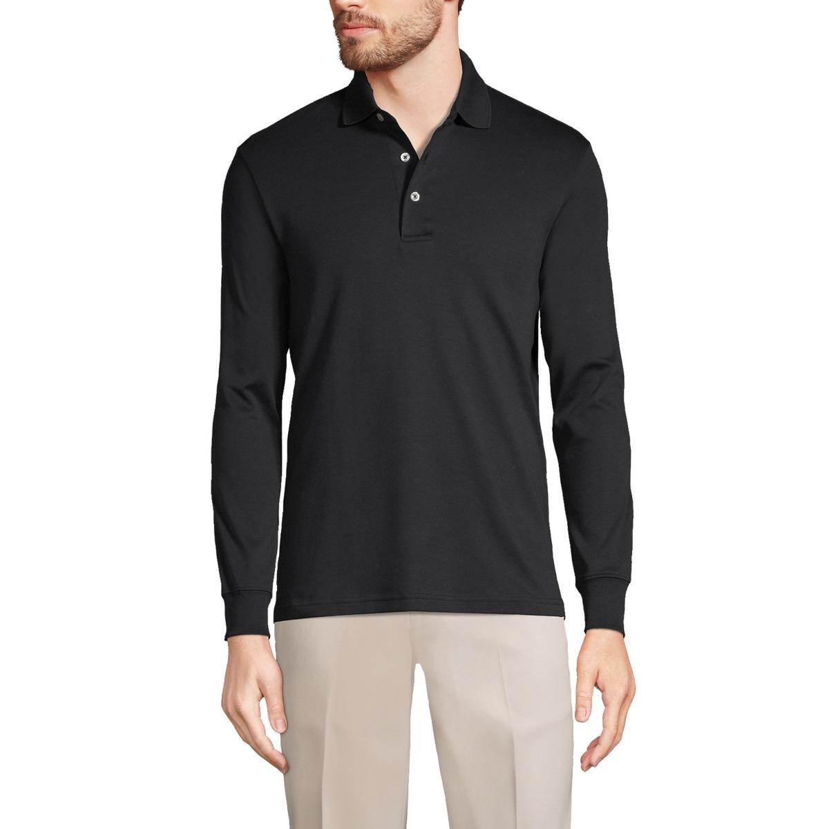 Lands End Big & Tall Long Sleeve Supima Interlock Polo Shirt Product Image