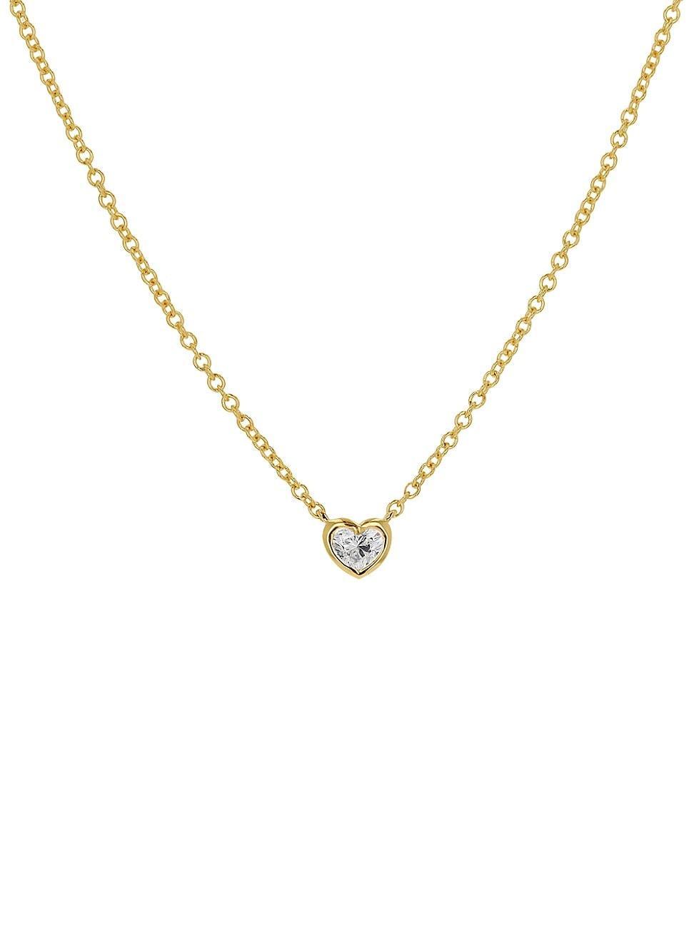 Moon & Meadow 14K Yellow Gold Diamond Heart Pendant Necklace, 17 Product Image