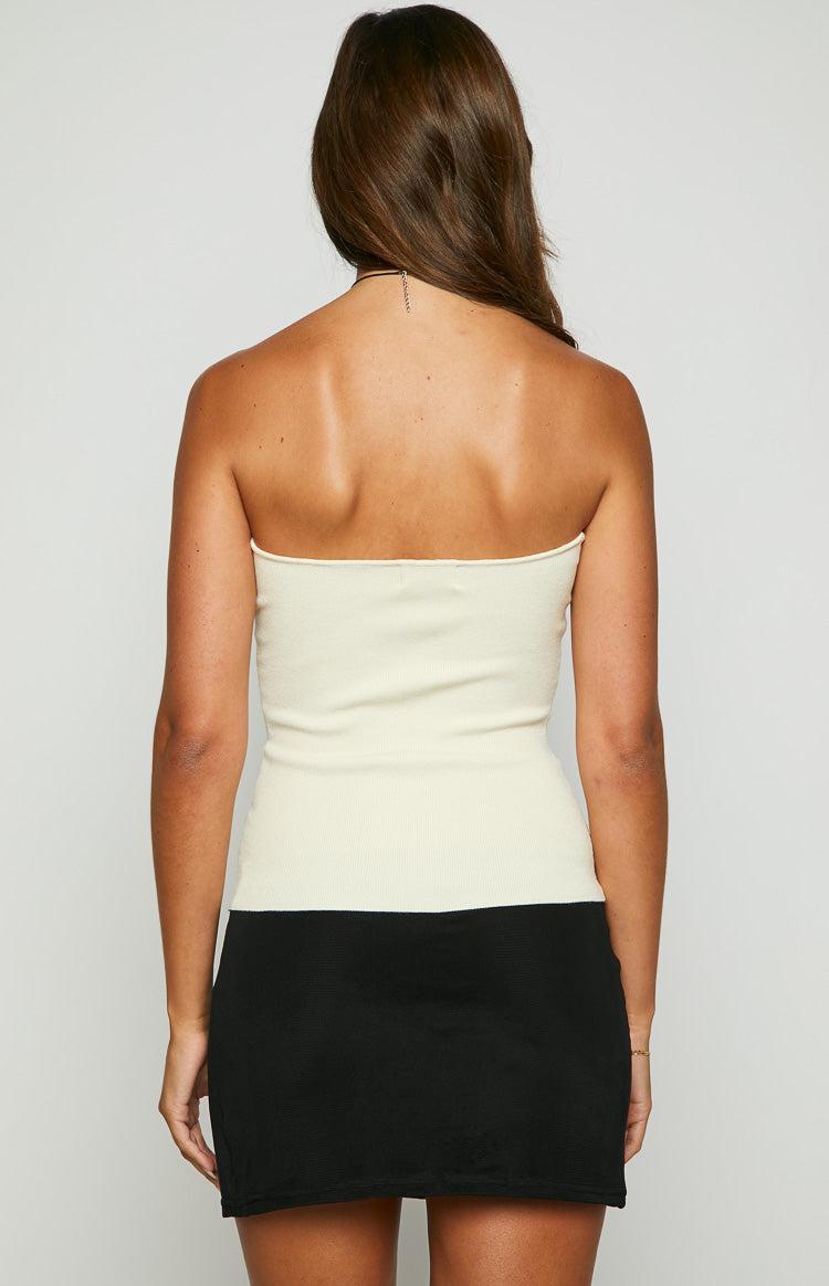 Rue Cream Knit V-Tube Top Product Image