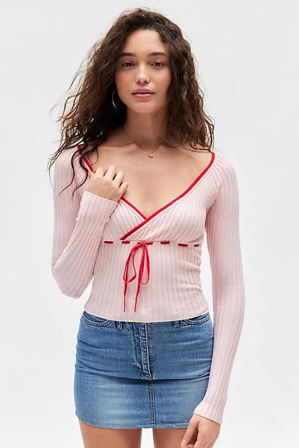 Kimchi Blue Cosette Surplice Ribbon Sweater Womens at Urban Outfitters Product Image