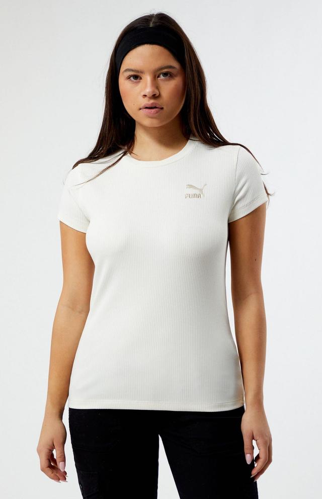 Puma Women's Classics Ribbed Slim T-Shirt Product Image