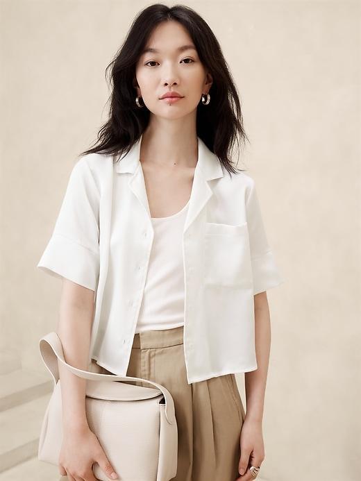 Silky Cropped Shirt Product Image