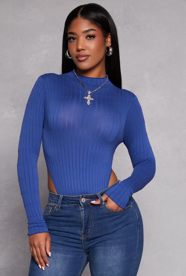 Womens Seamless Cable Knit High Cut Bodysuit Product Image