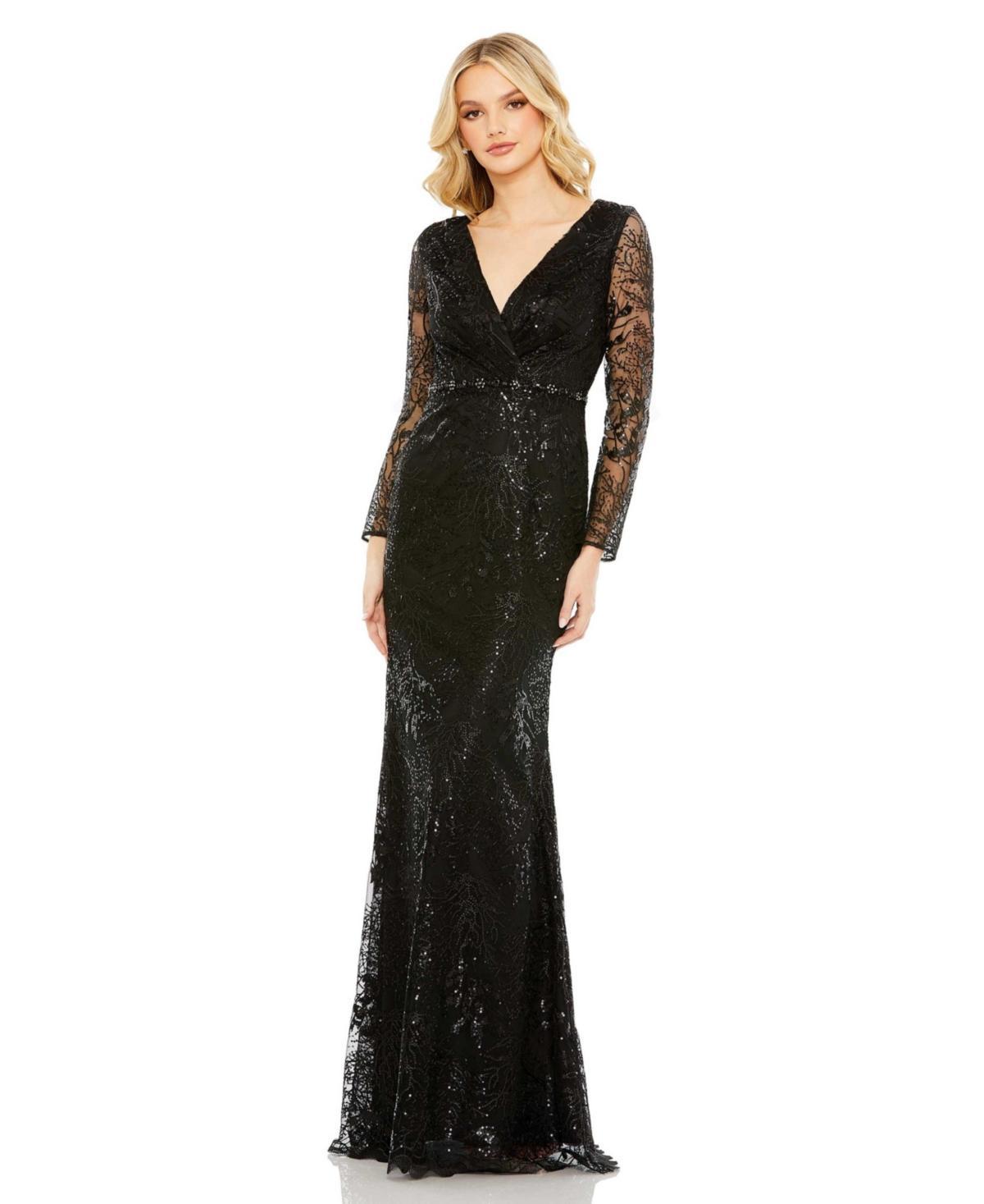 Womens Sequin Embellished Floor-Length Gown Product Image