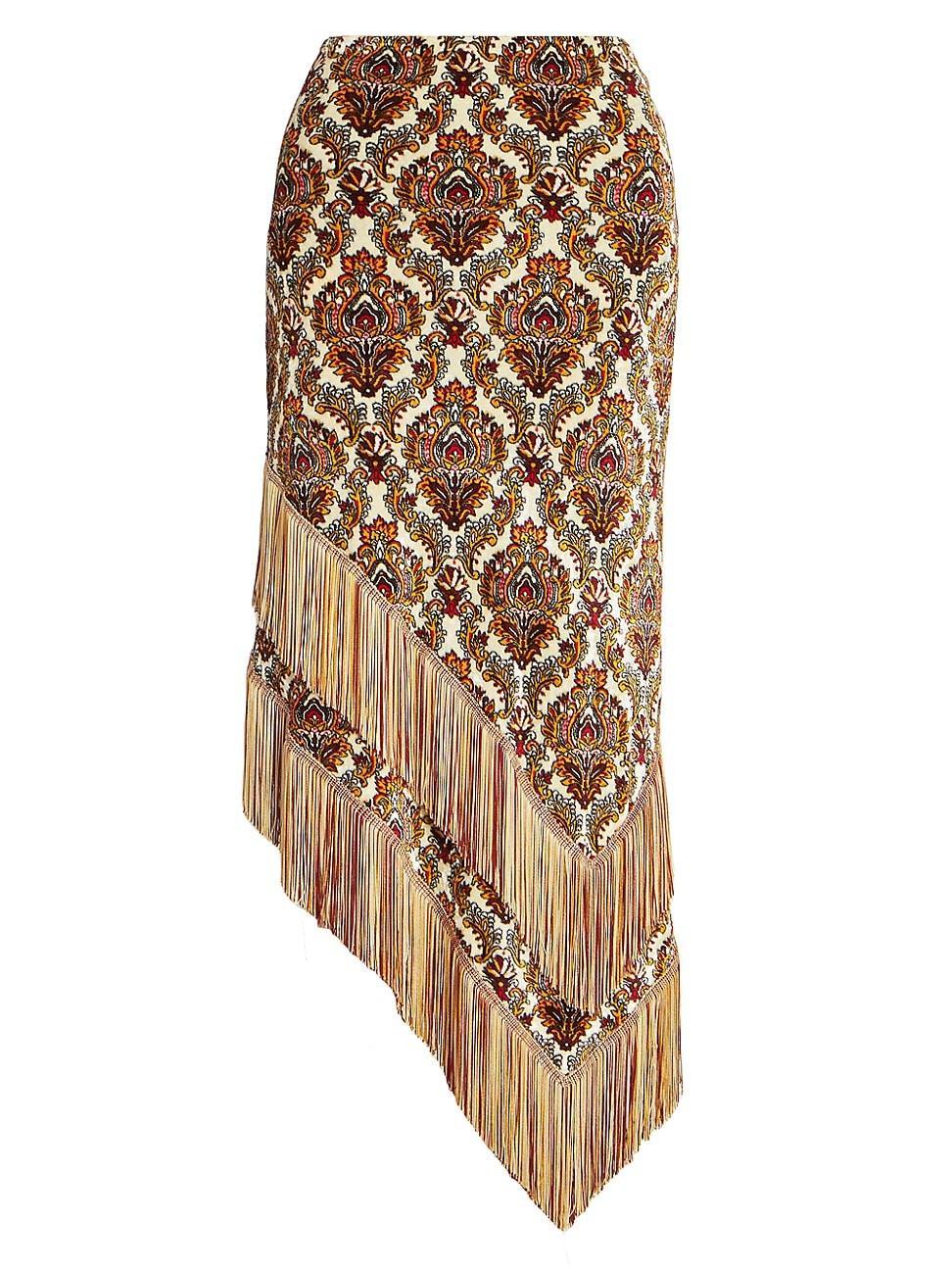 Womens Damask Fringe Midi-Skirt Product Image