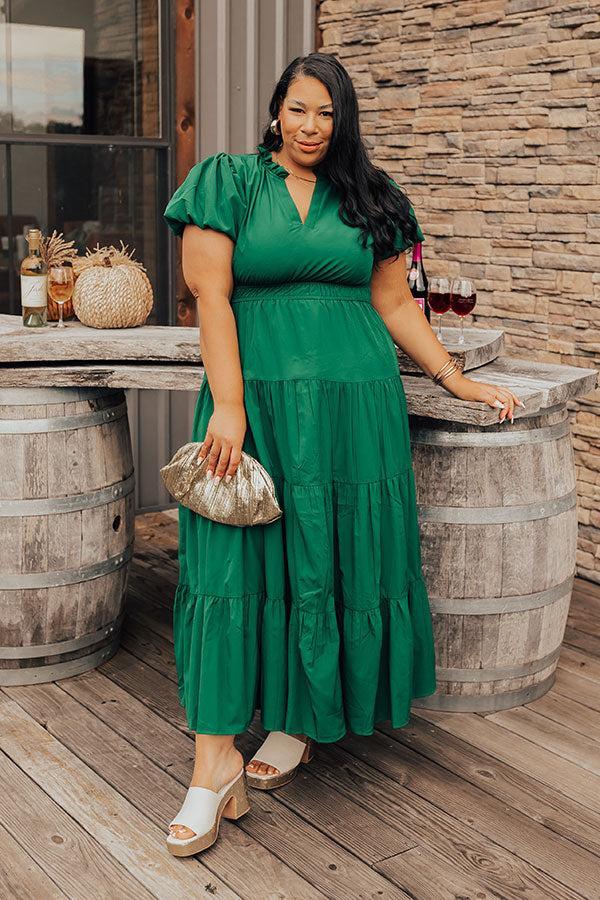 Simply Sweet Maxi Dress in Hunter Green Curves Product Image