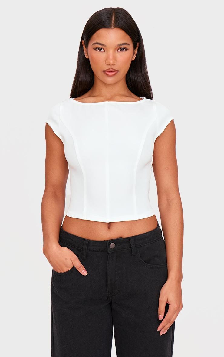 White Woven Boatneck Top product image