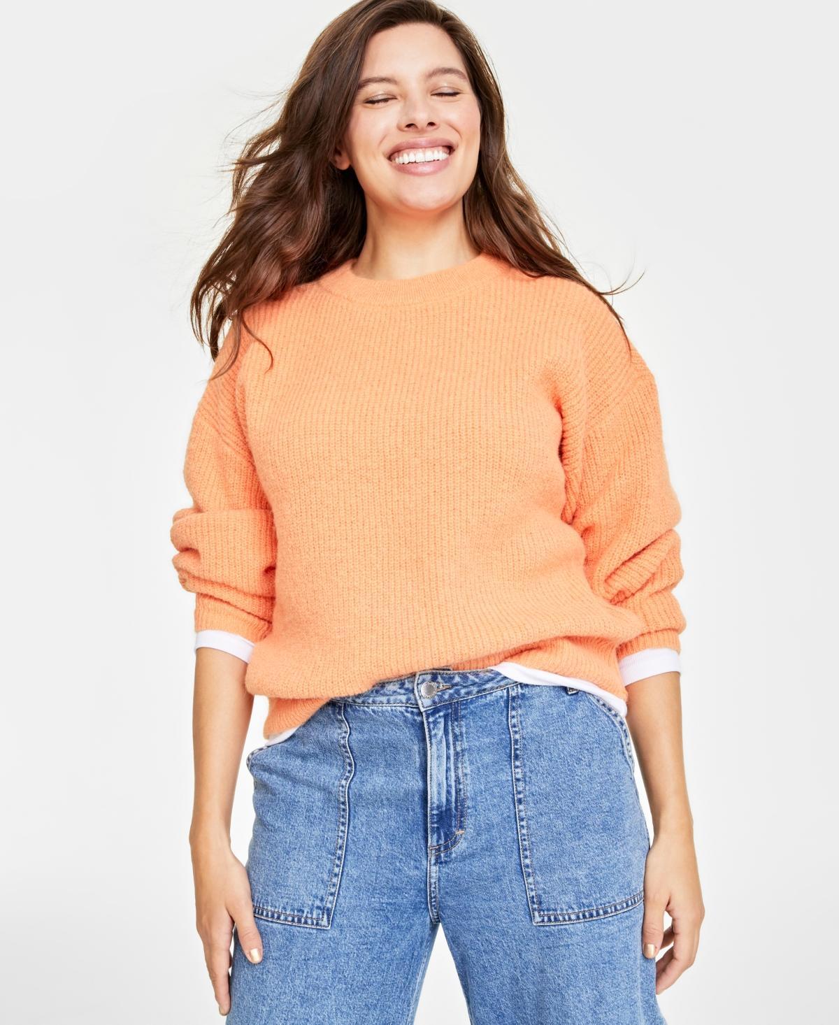 Women's Shaker Crewneck Long-Sleeve Sweater, Created for Macy's Product Image